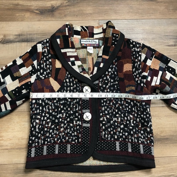 Vintage 90’s Mixed Media Woven Blanket Blazer - Picture 3 of 6